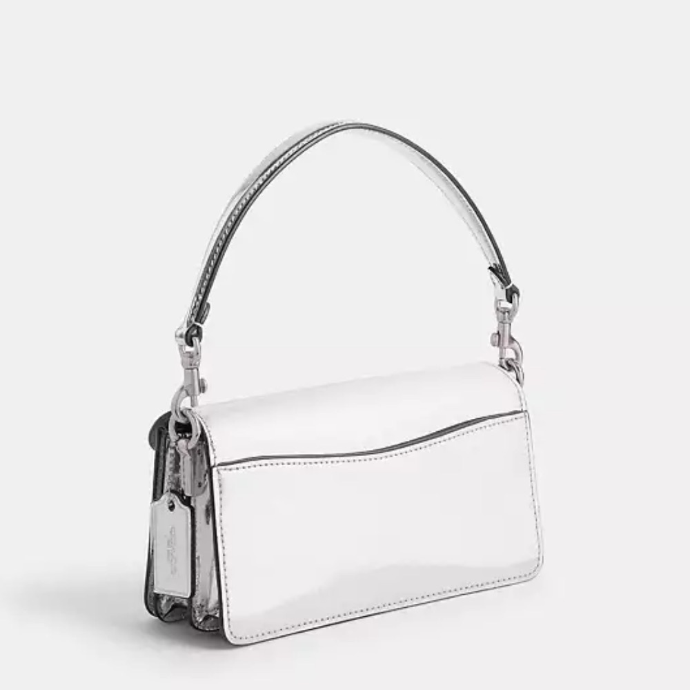 Coach Tabby Shoulder Bag 20 In Metallic silver NWT with crossbody strap - Picture 5 of 17